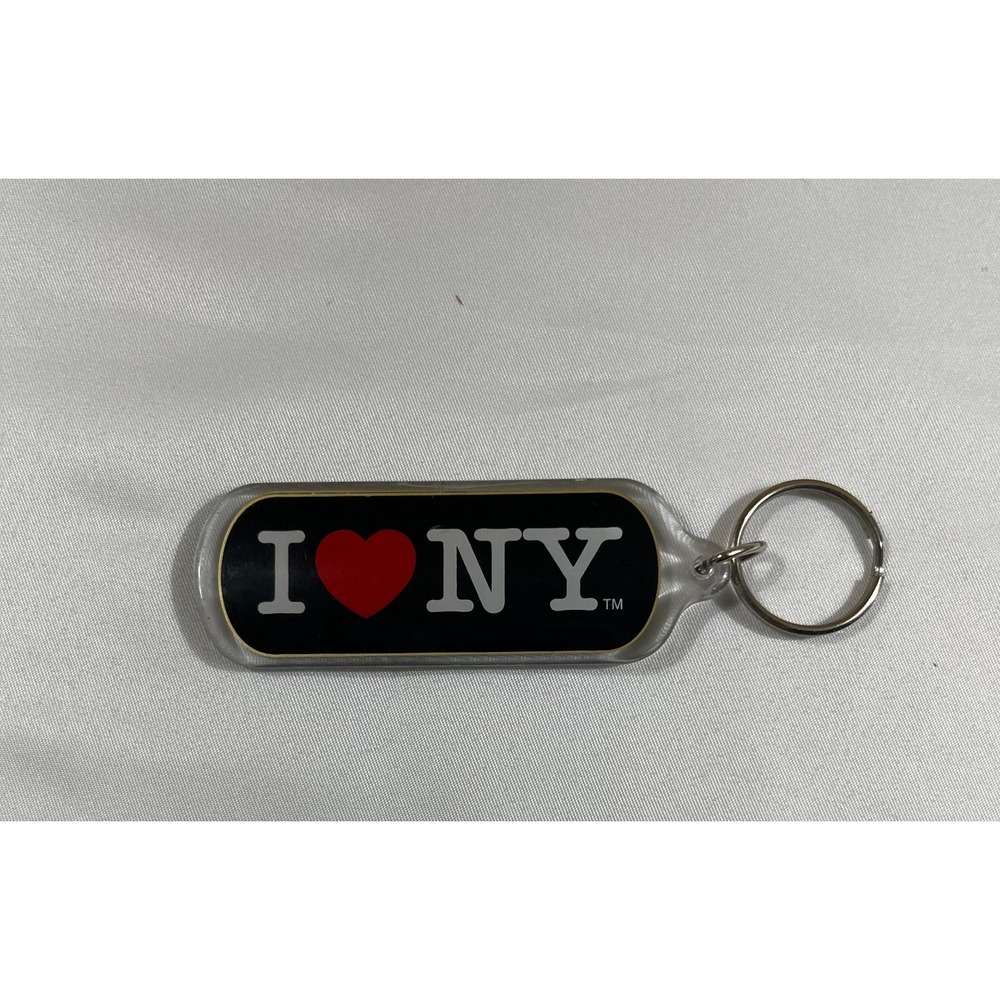I Love NY Keychain New York City Souvenir Black Plastic Key Ring Travel Memento
